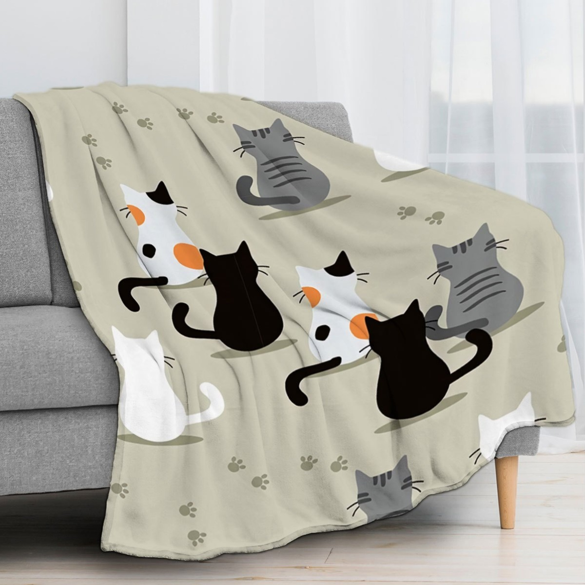 Your Home Textiles - Blanket with a Cat Pattern, Perfect