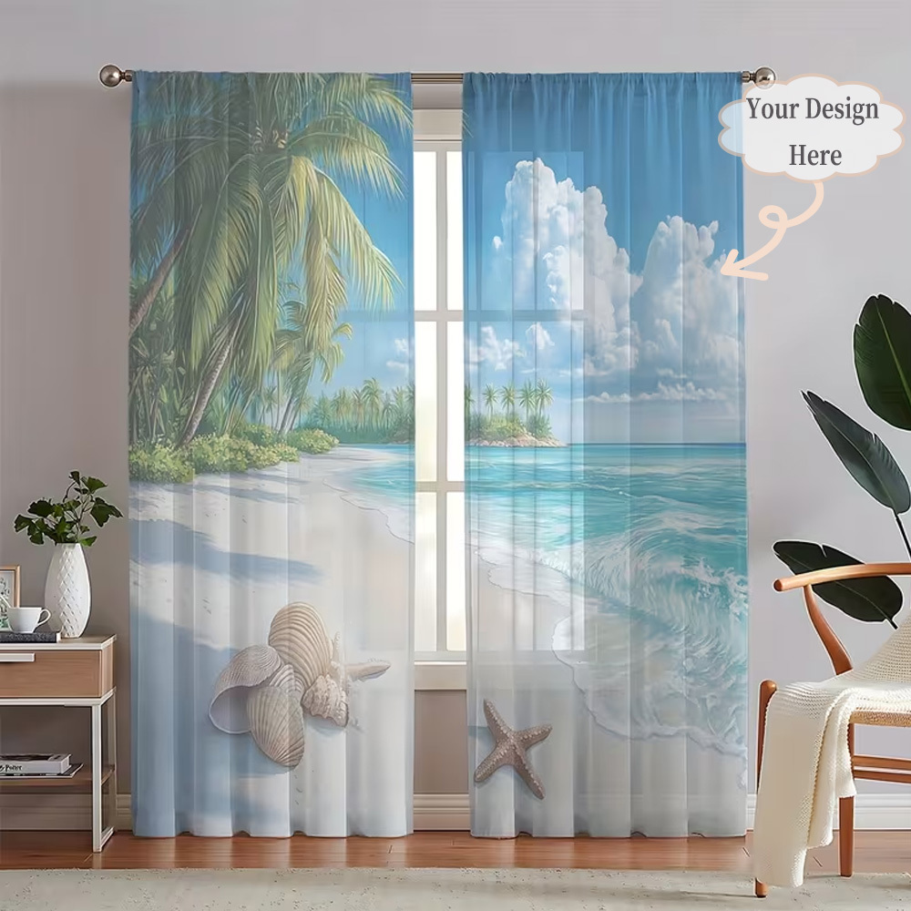 Home Textiles And Decor - Custom 2D Flat 2pcs Sheer Curtains,