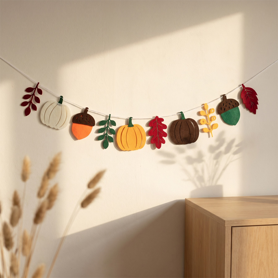 Home Textiles And Decor - Autumn Pumpkin Leaves Flag Harvest Festival