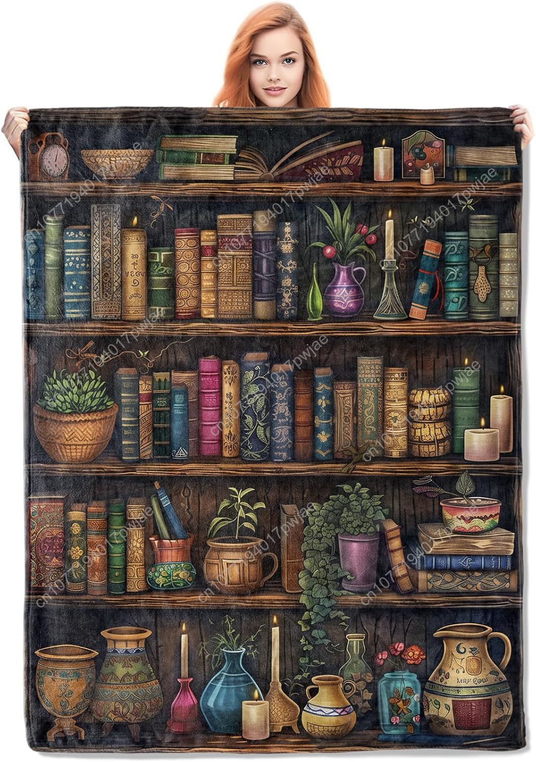 Vintage Bookshelf Blanket Read - Home Textiles And Decor review and price