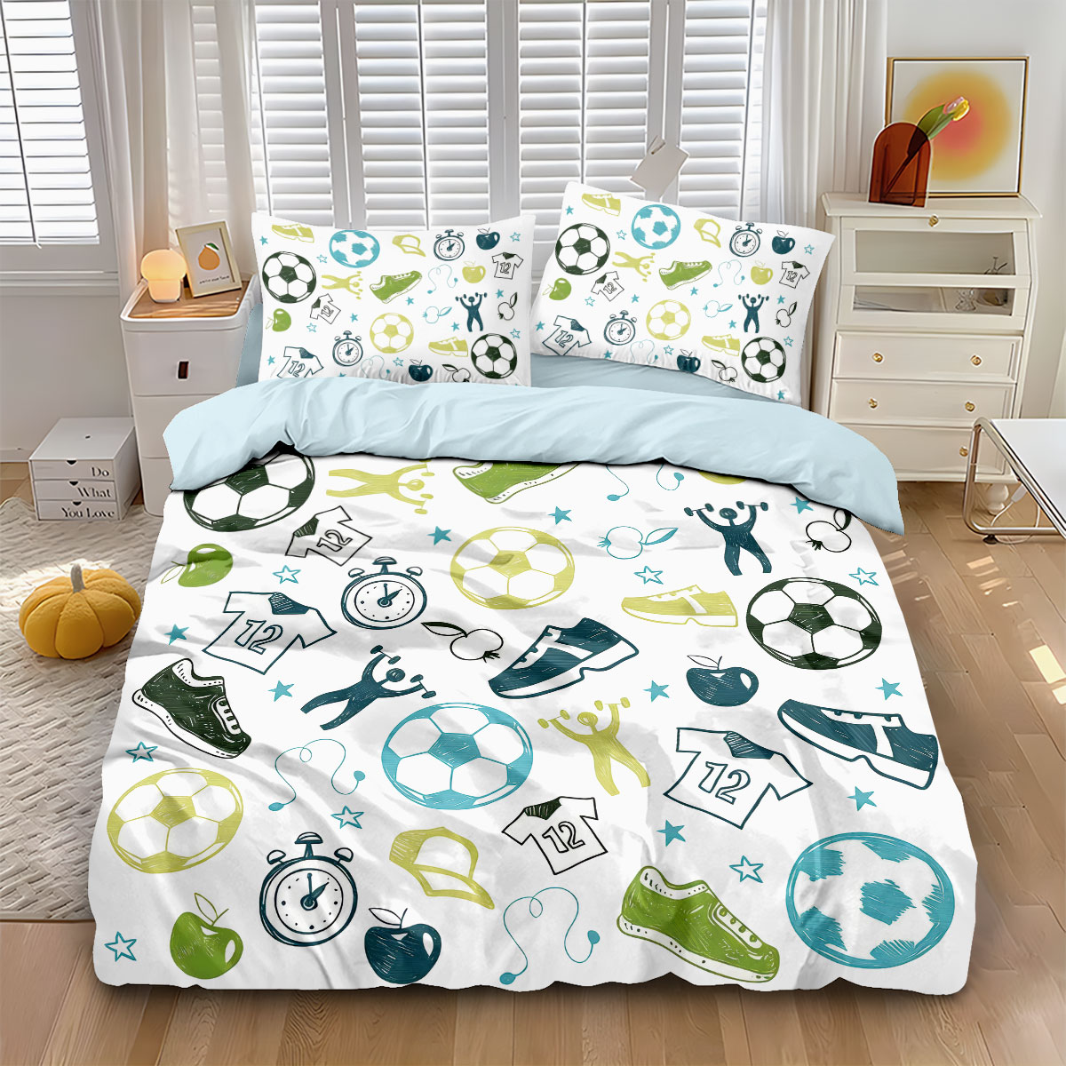 3pcs Football Graffiti Printed - Home Textiles Bedding review and price