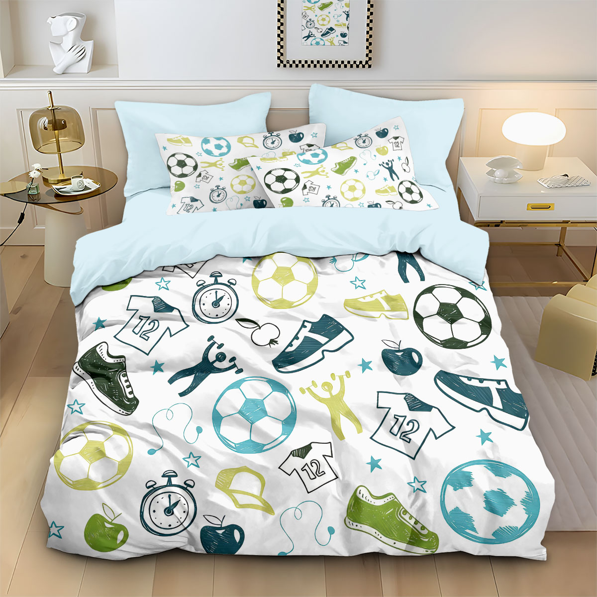 3pcs Football Graffiti Printed - Home Textiles Bedding review and price