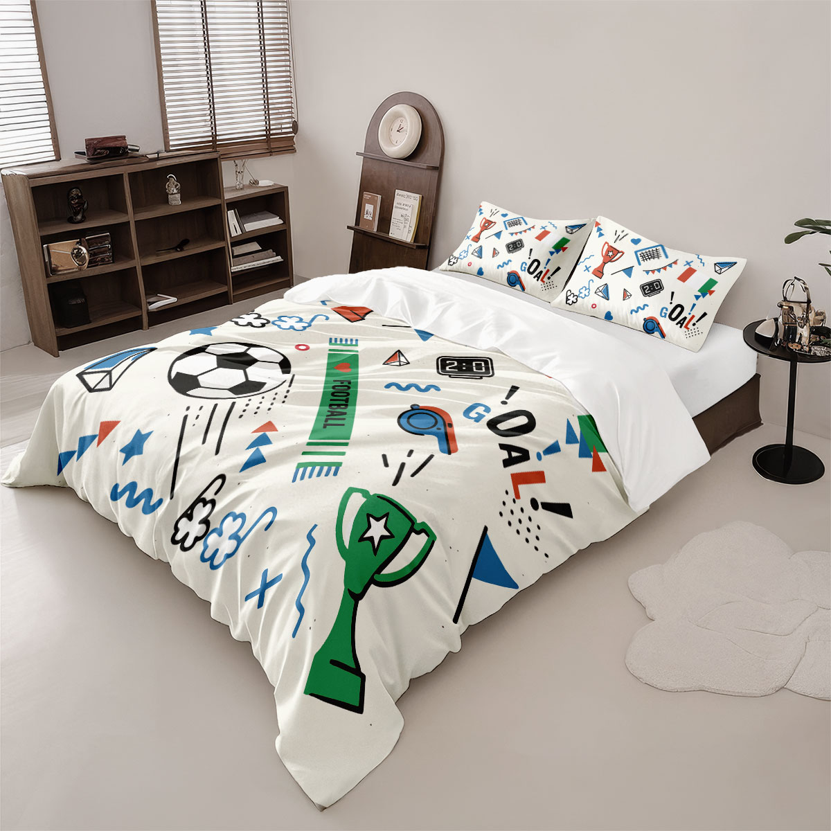 3pcs Football Graffiti Printed - Home Textiles Bedding review and price