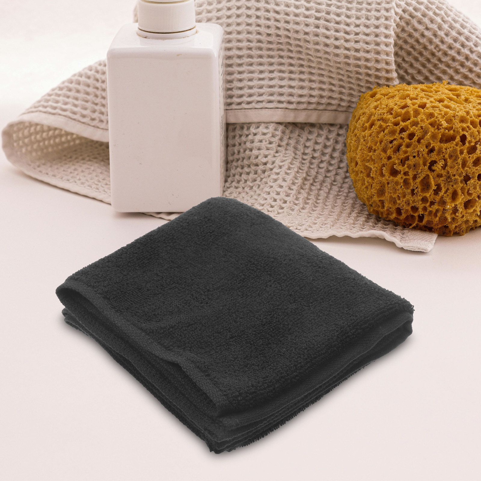 2Pcs Cotton Hair Towel Black A - Home Textiles Pakistan review and price