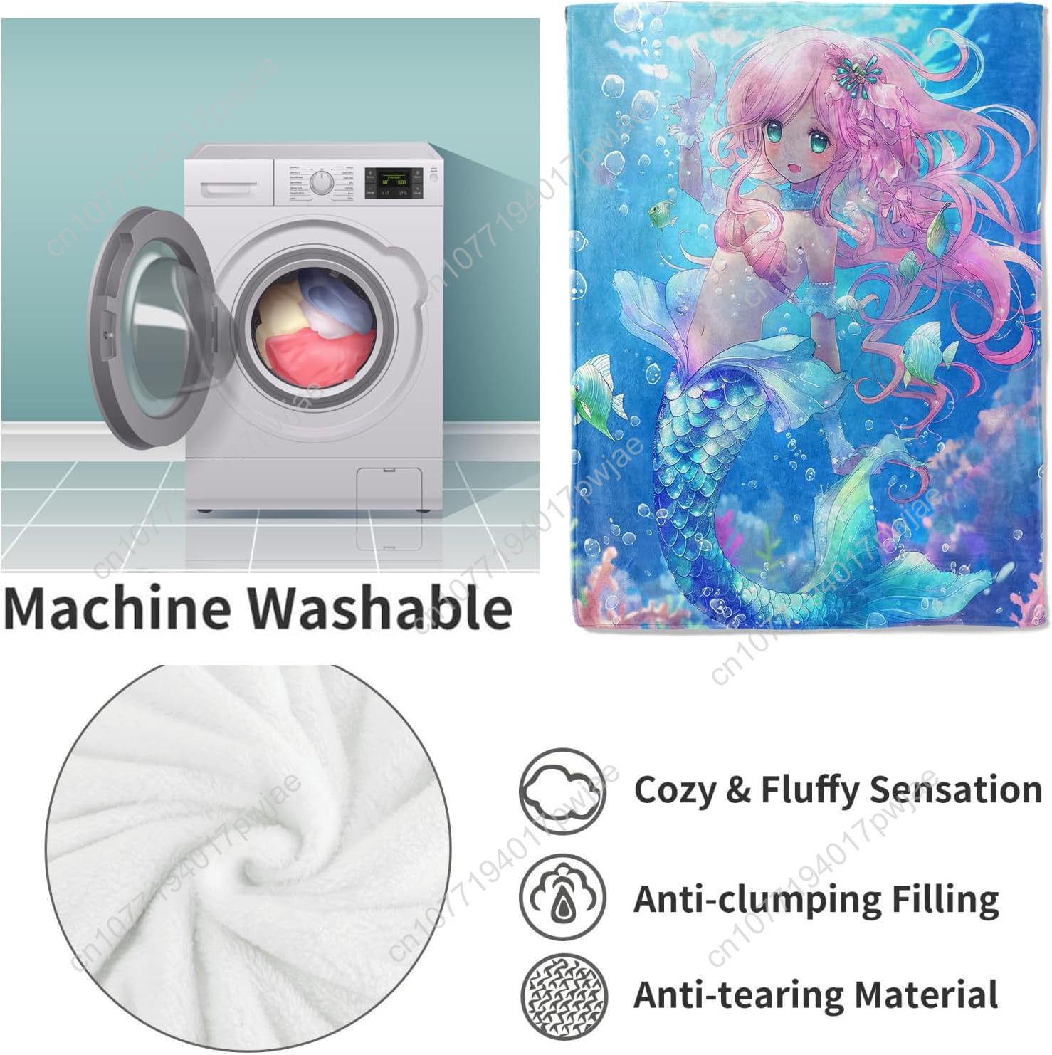 Cute Mermaid Blanket Cartoon F - Home Textiles And Decor review and price