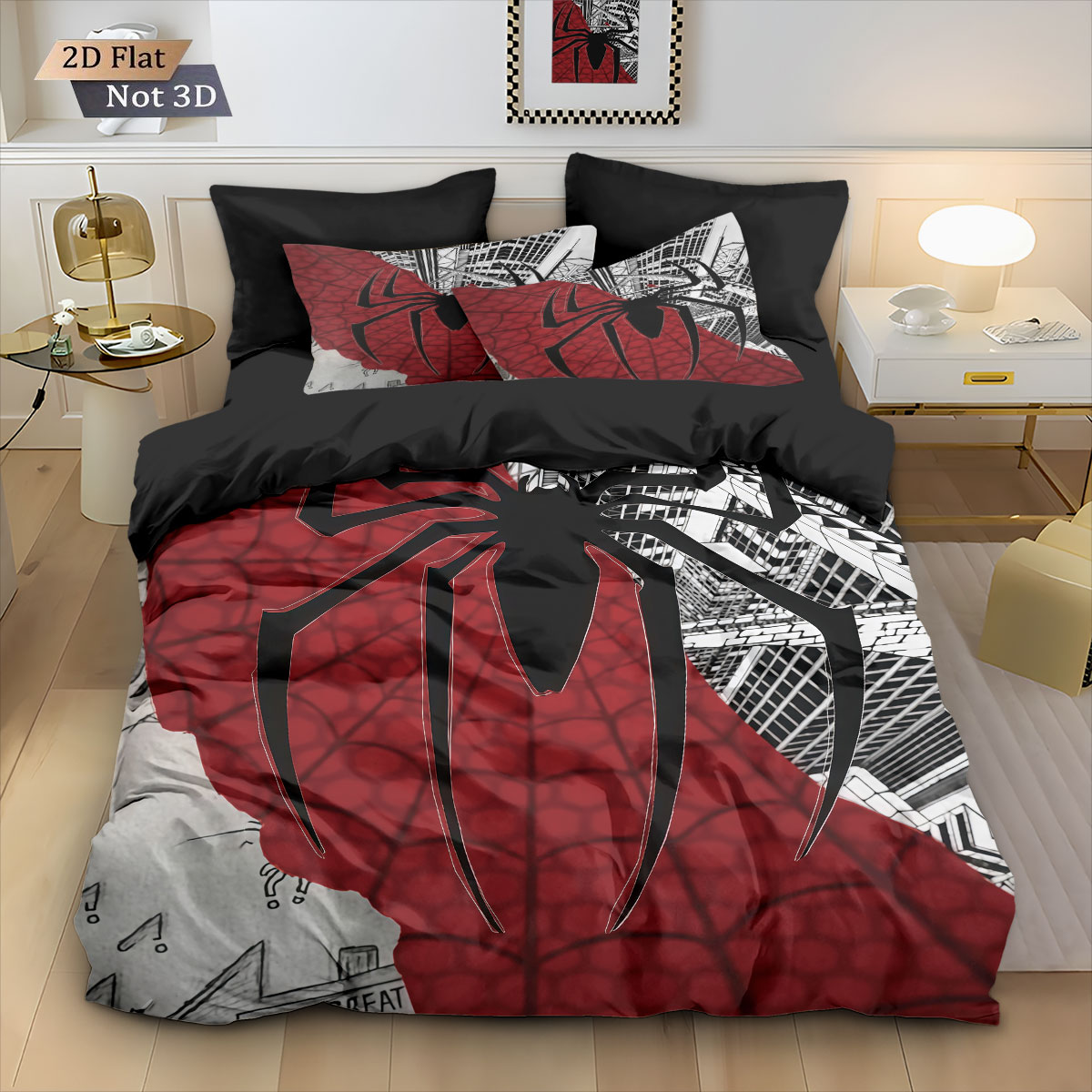 3pcs Black Spider Contrasting  - Home Textiles Bedding review and price